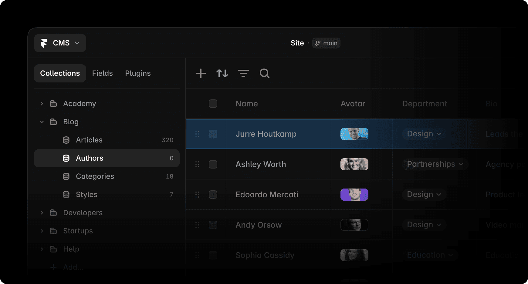 CMS visual interface preview