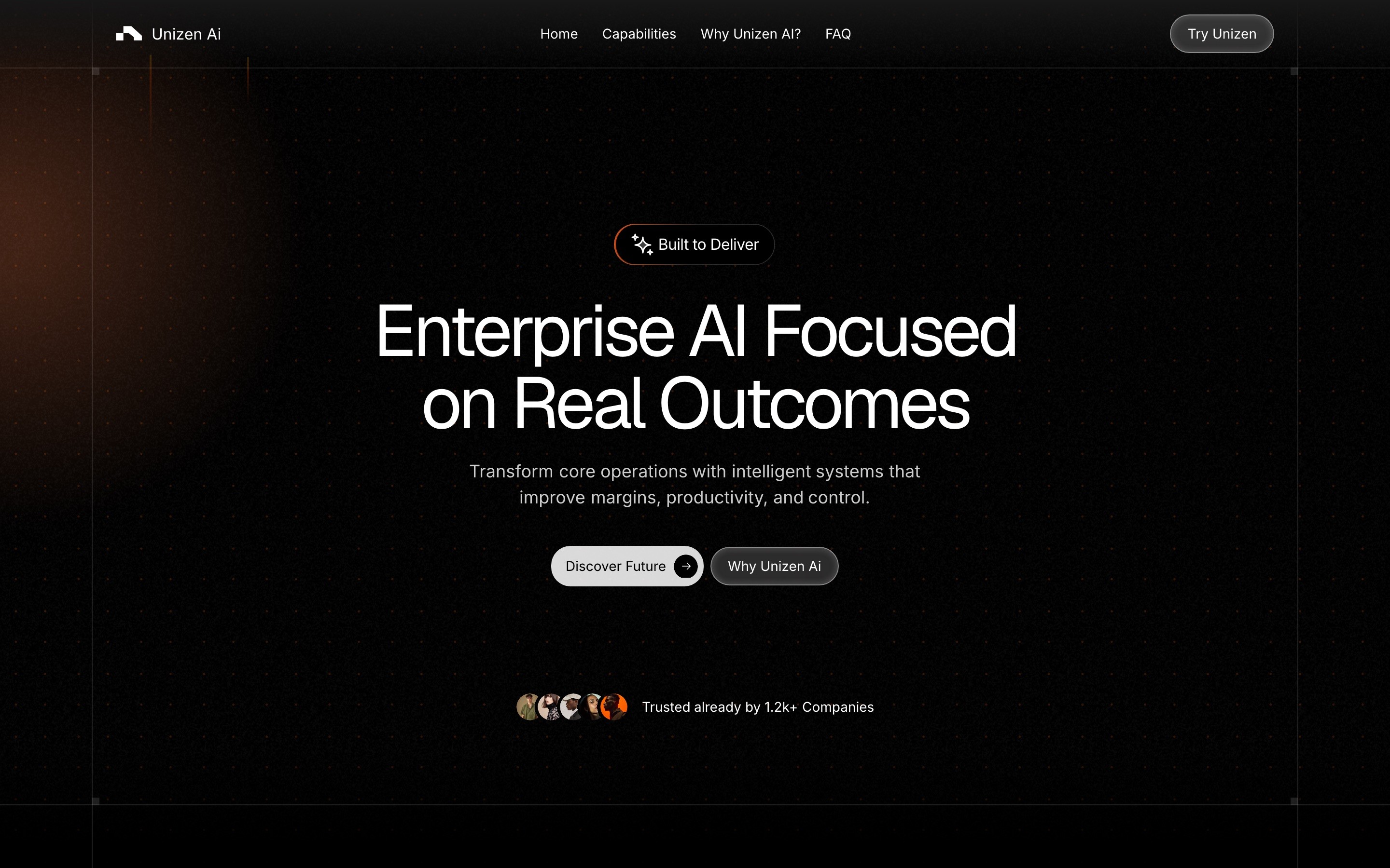 Unizen AI live website screenshot