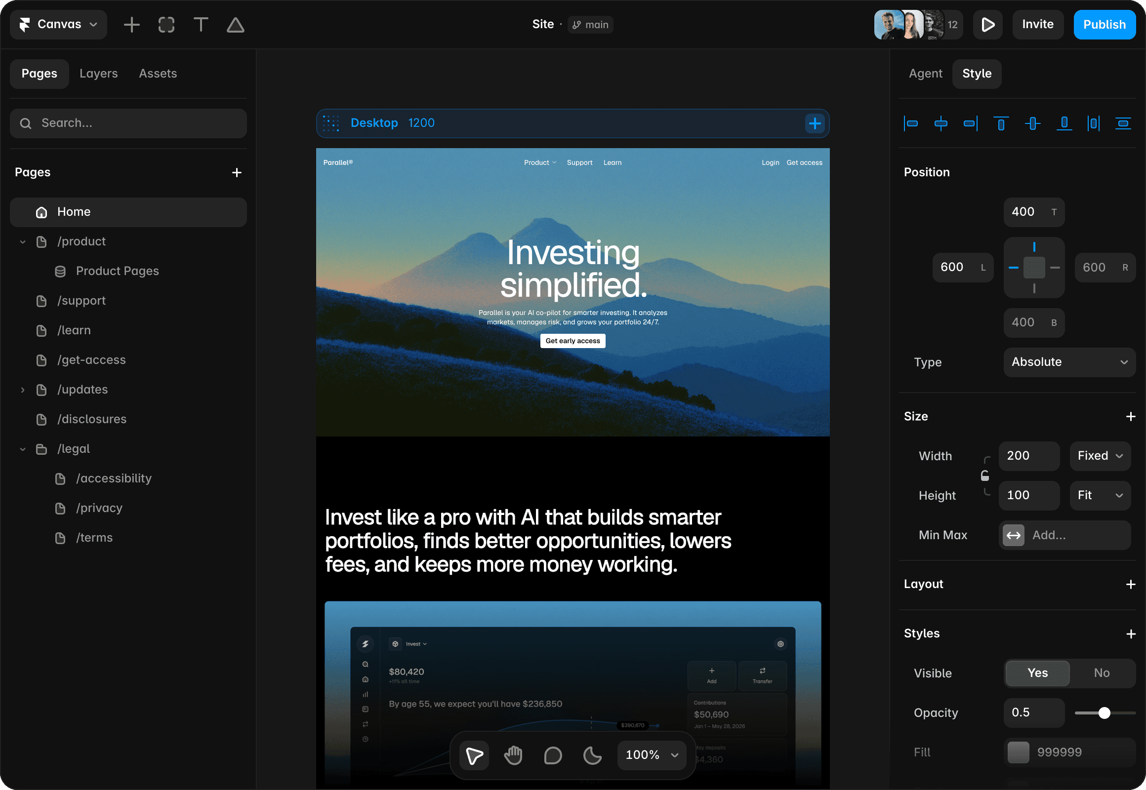 Mobile design preview made in Framer