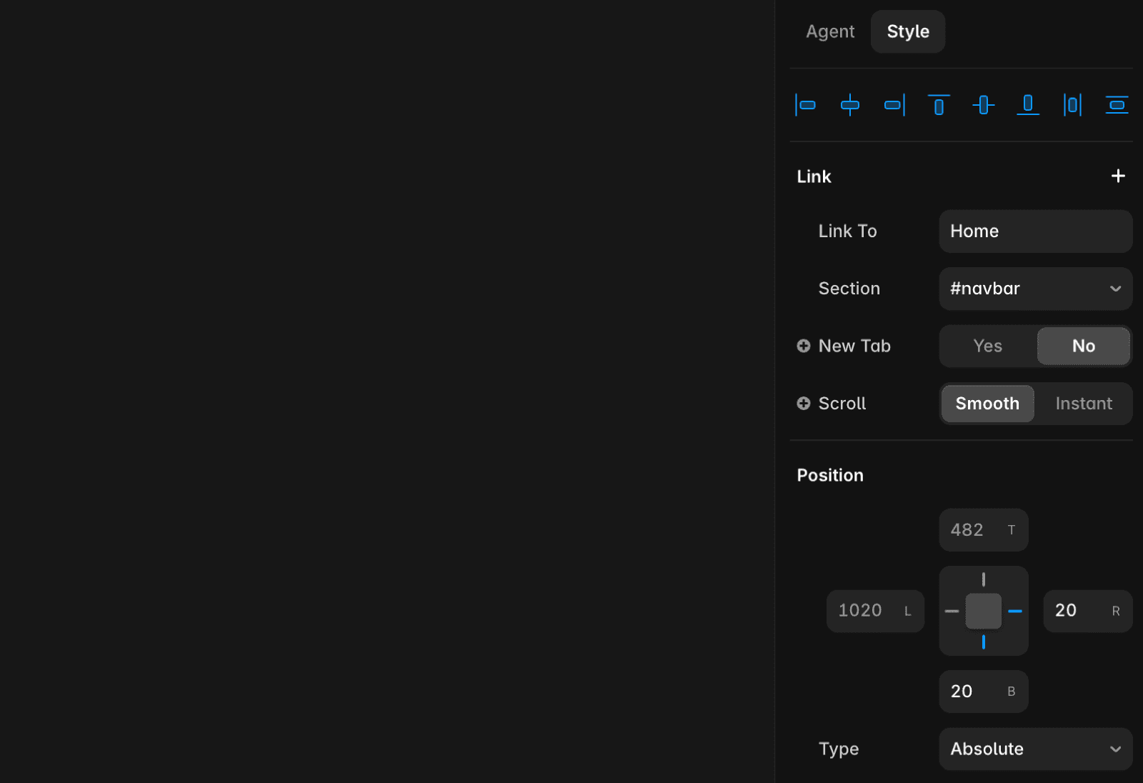 The + next to Link in the right panel.