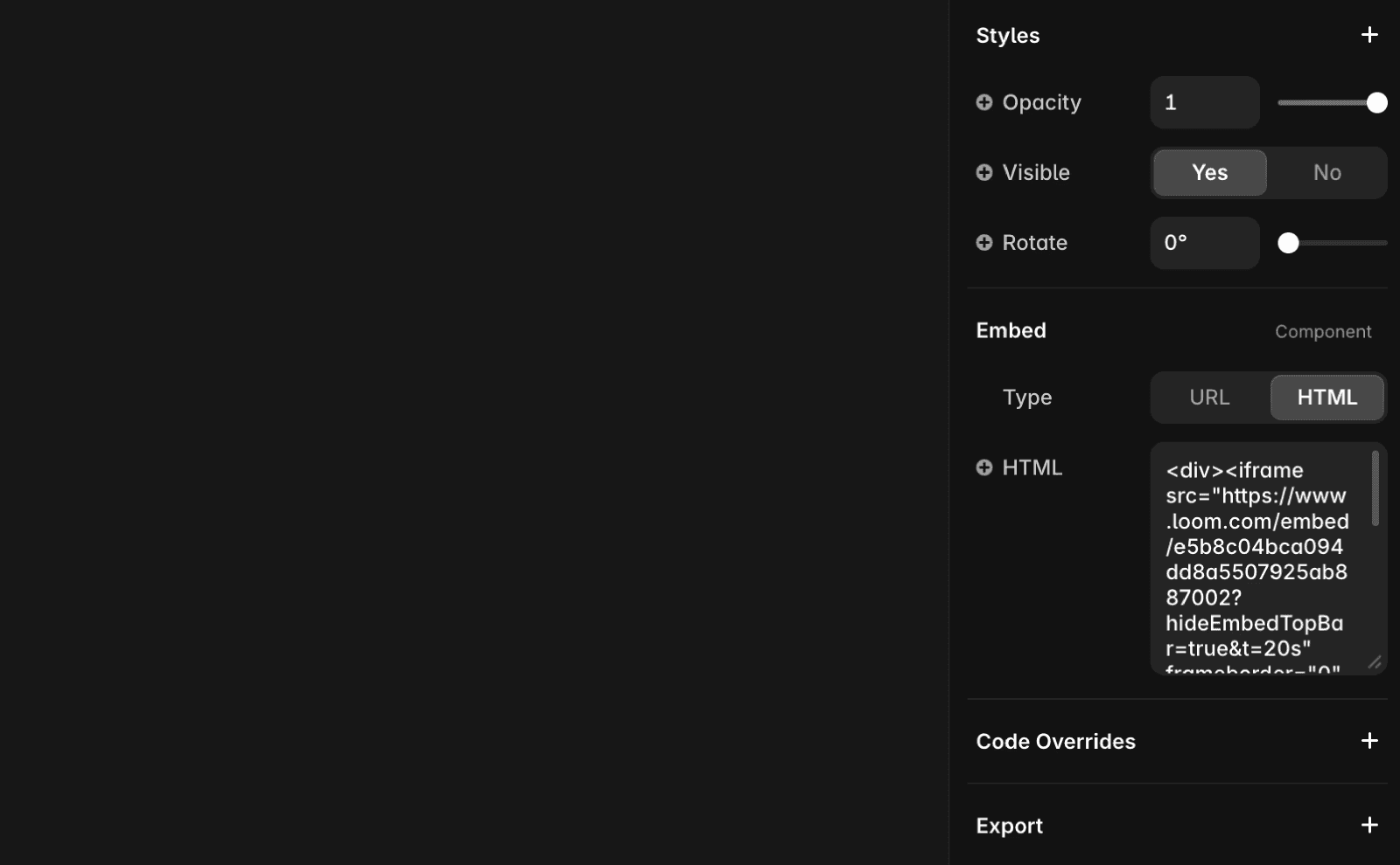 The right-hand panel contains a large text box is available for inserting custom HTML code.