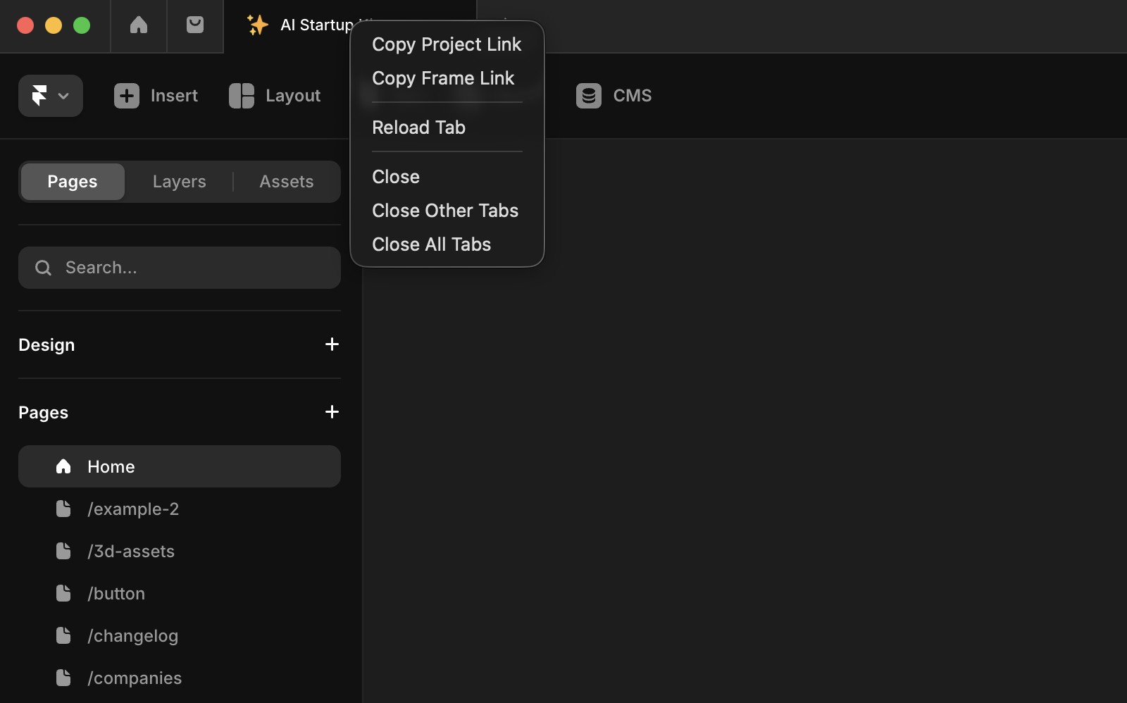 “Copy Project Link” option in the dropdown.