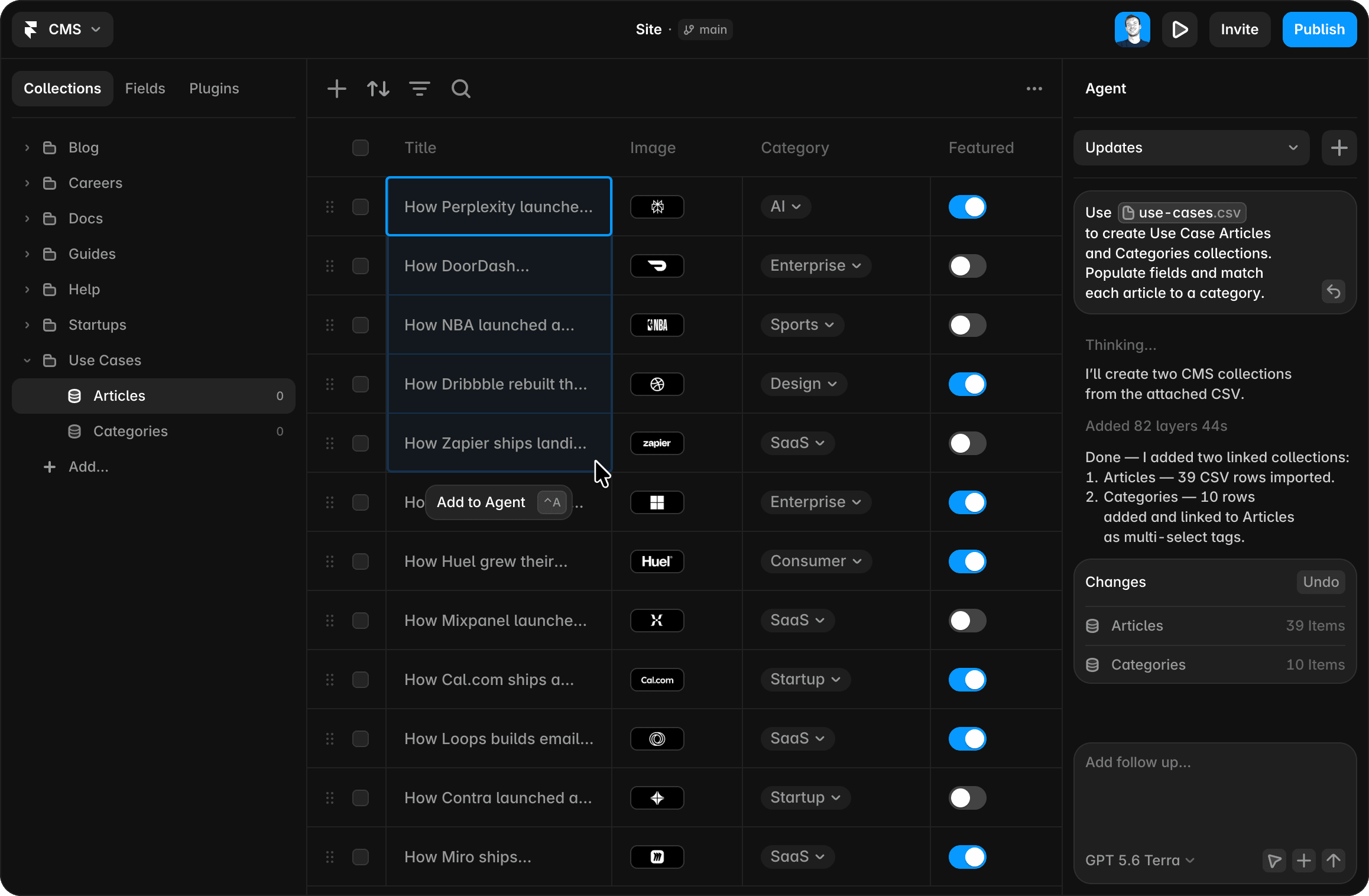 CMS hero interface preview