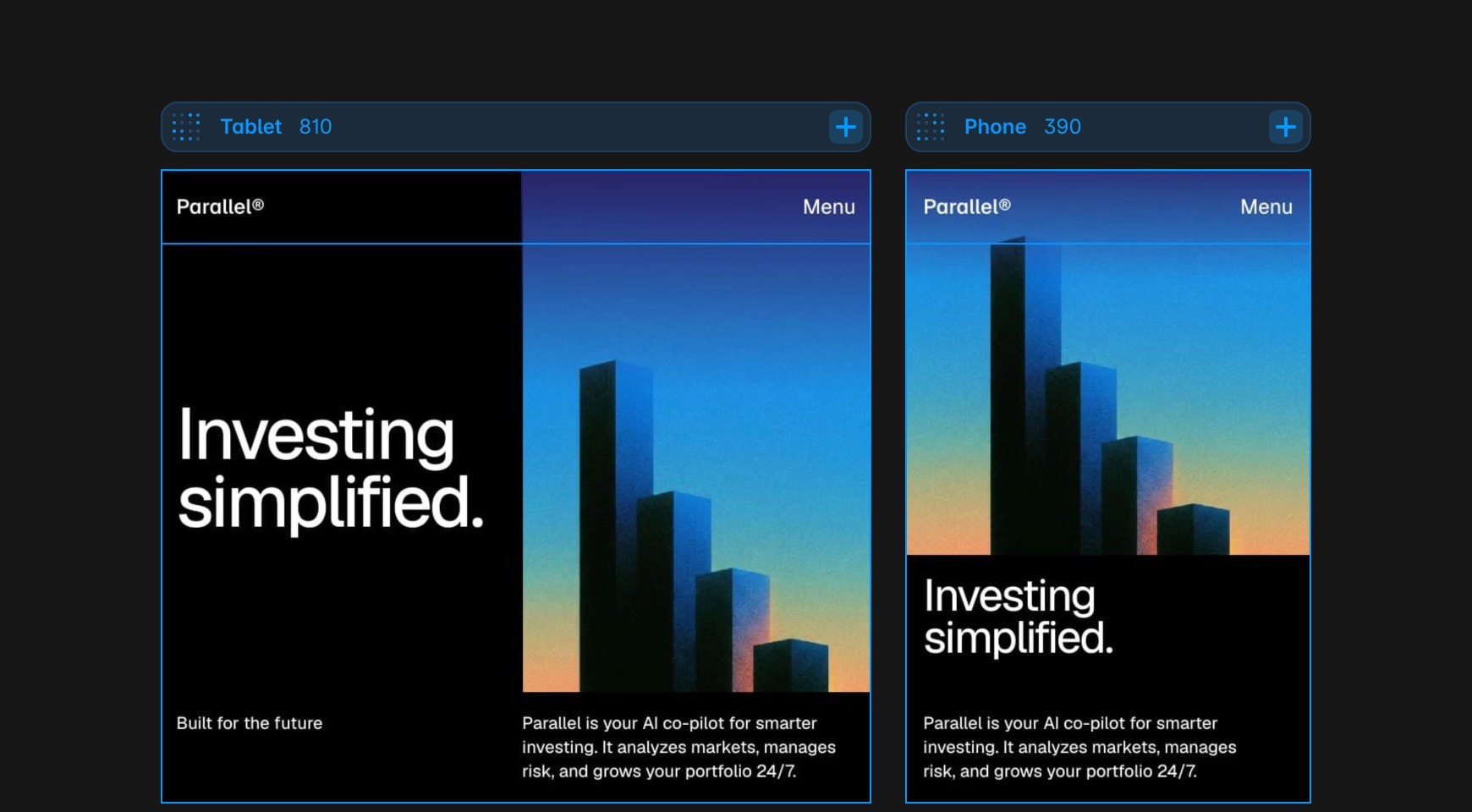 Mobile design preview made in Framer