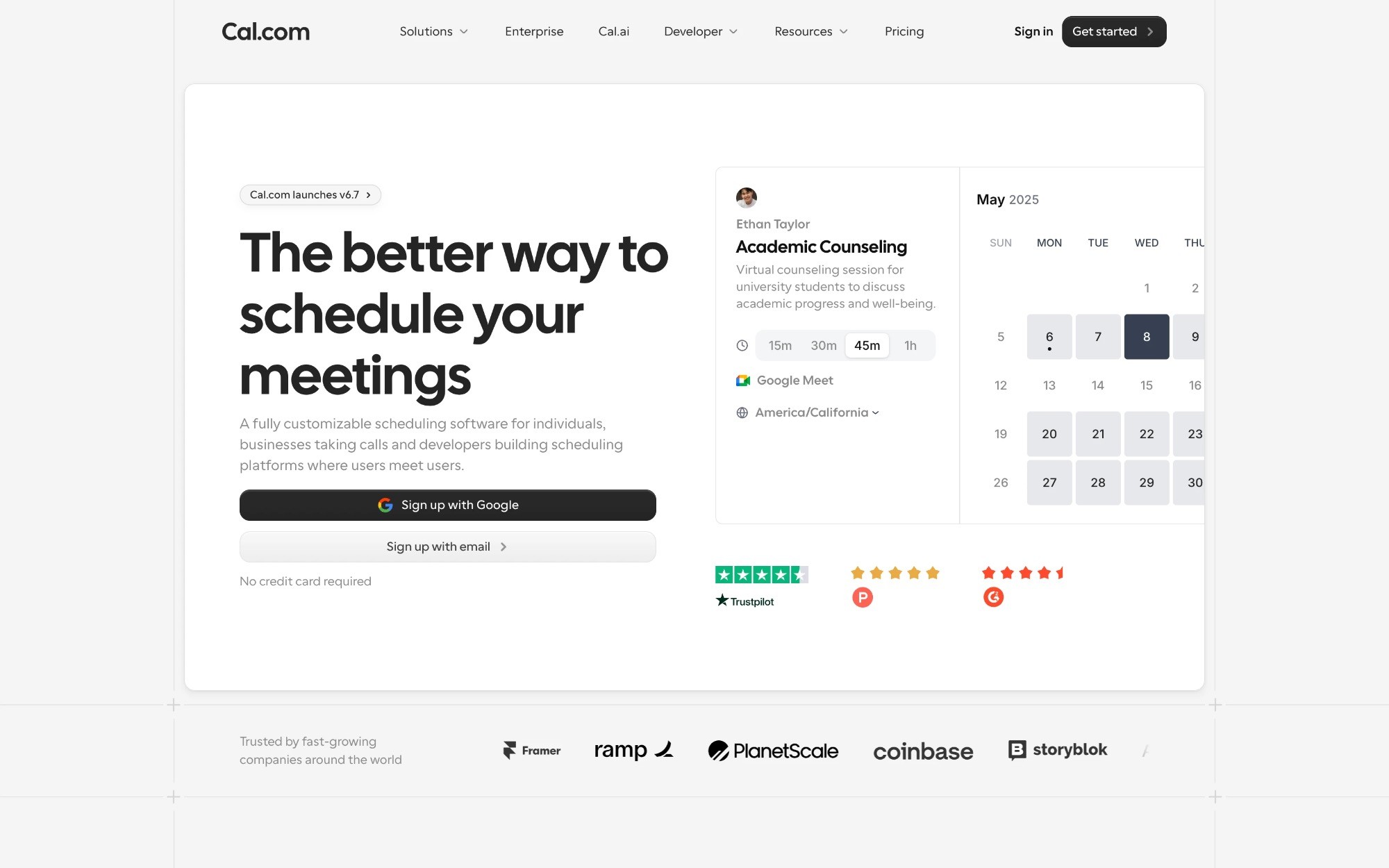 Cal.com scheduling software homepage
