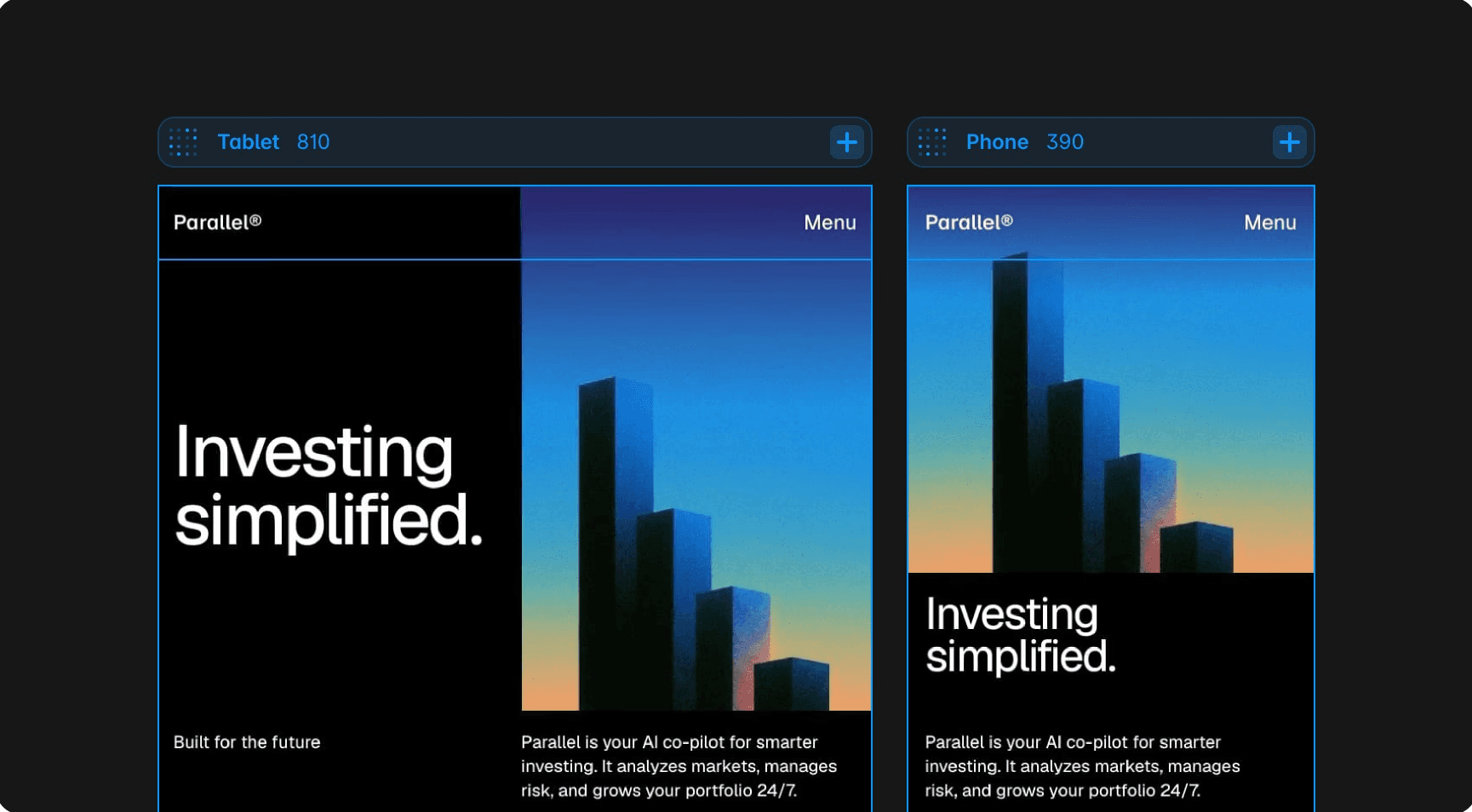 Mobile design preview made in Framer