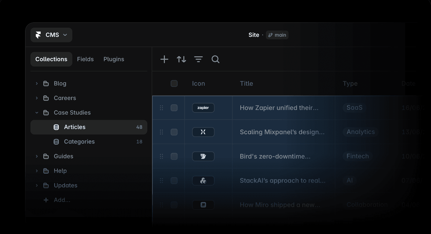 CMS visual interface preview