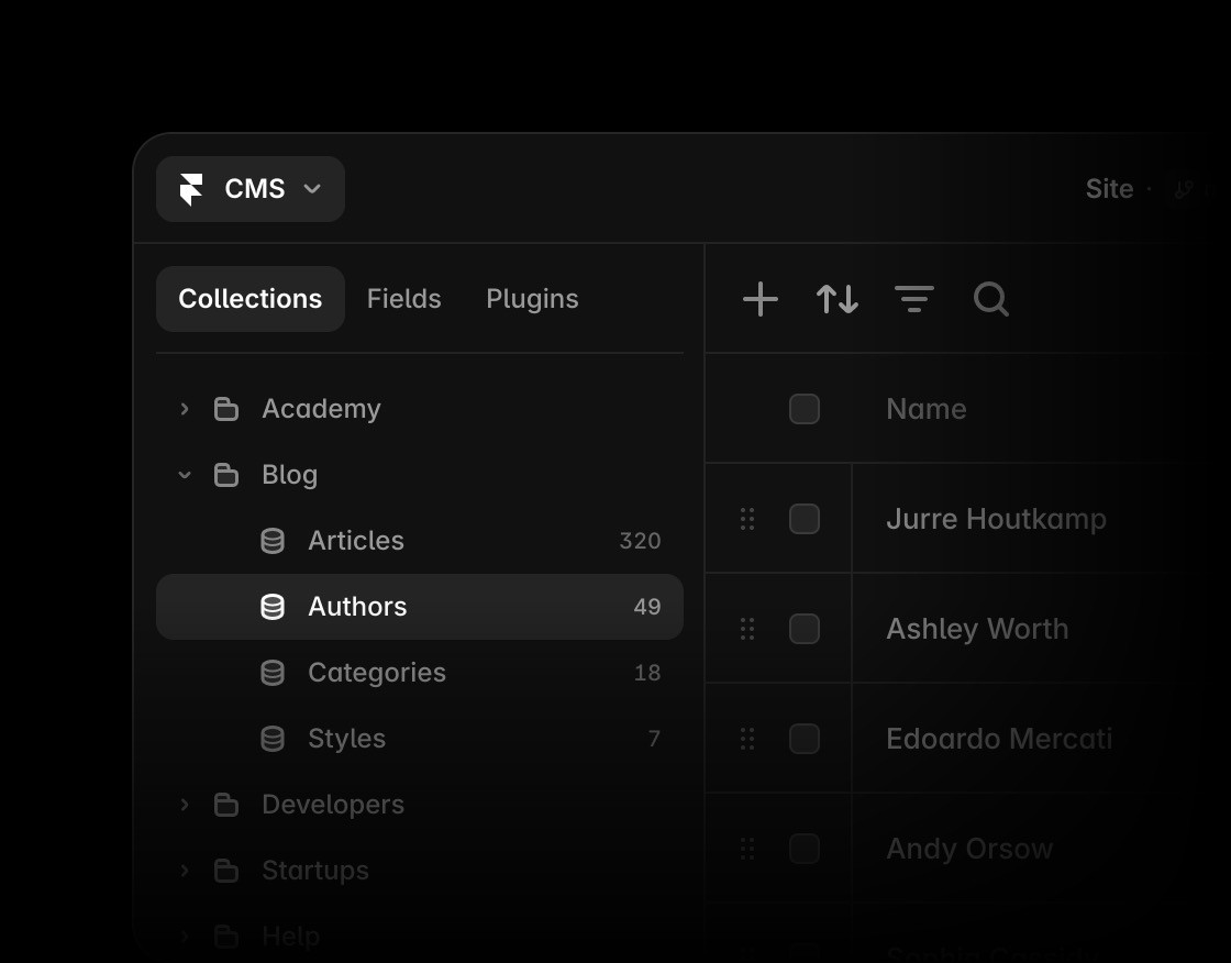 Framer CMS interface