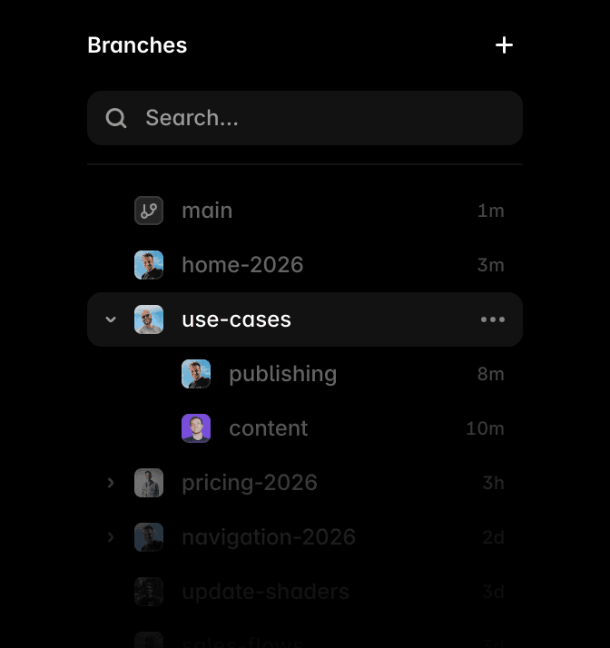Branches panel showing agent changes ready for review.
