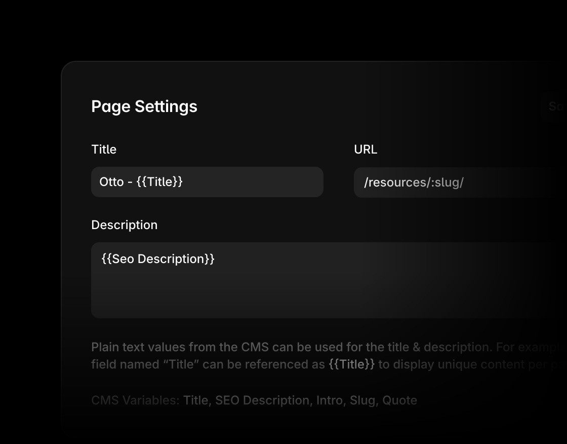 SEO page settings in Framer