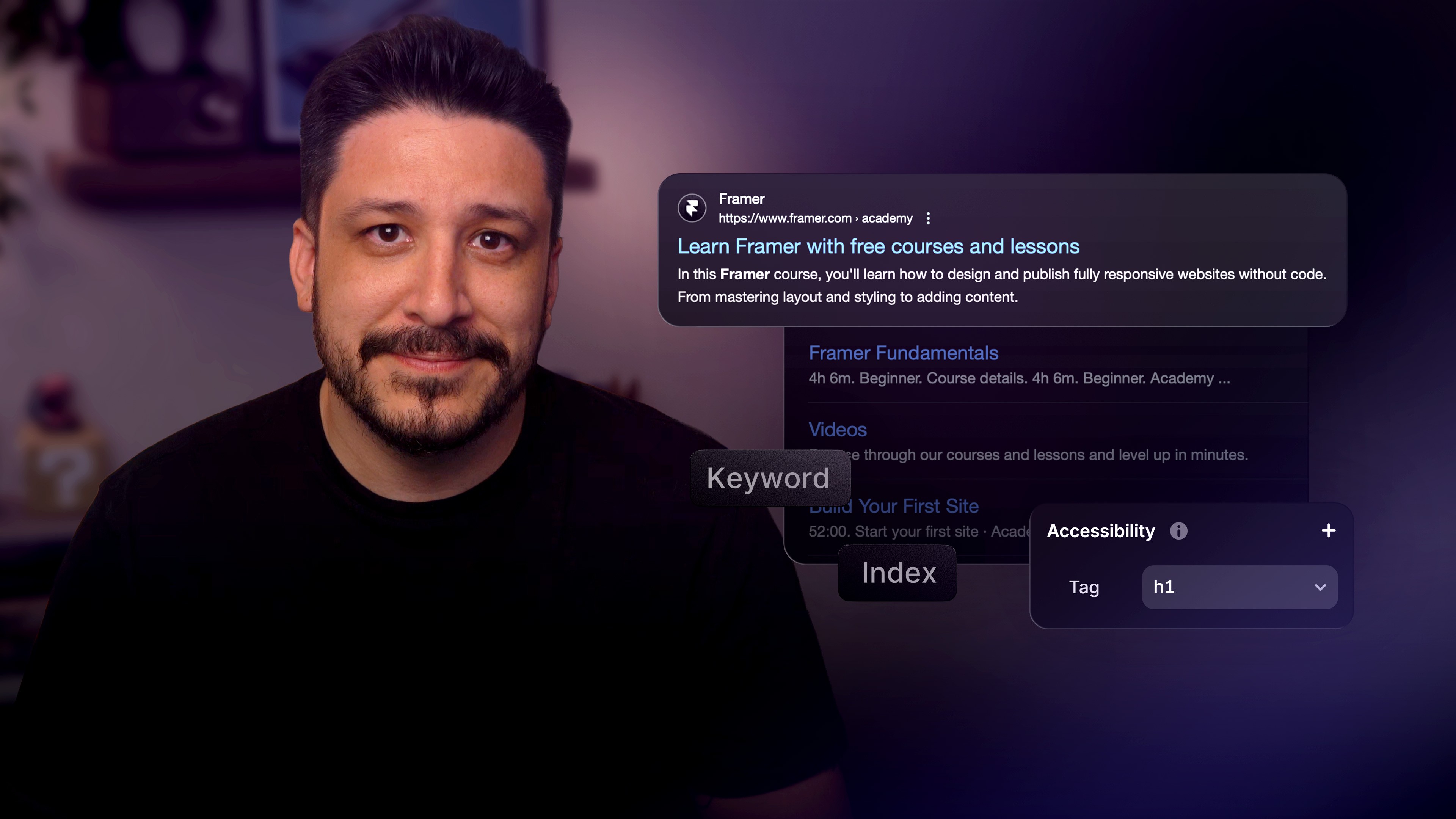 Intro to SEO & Accessibility in Framer — lesson cover image