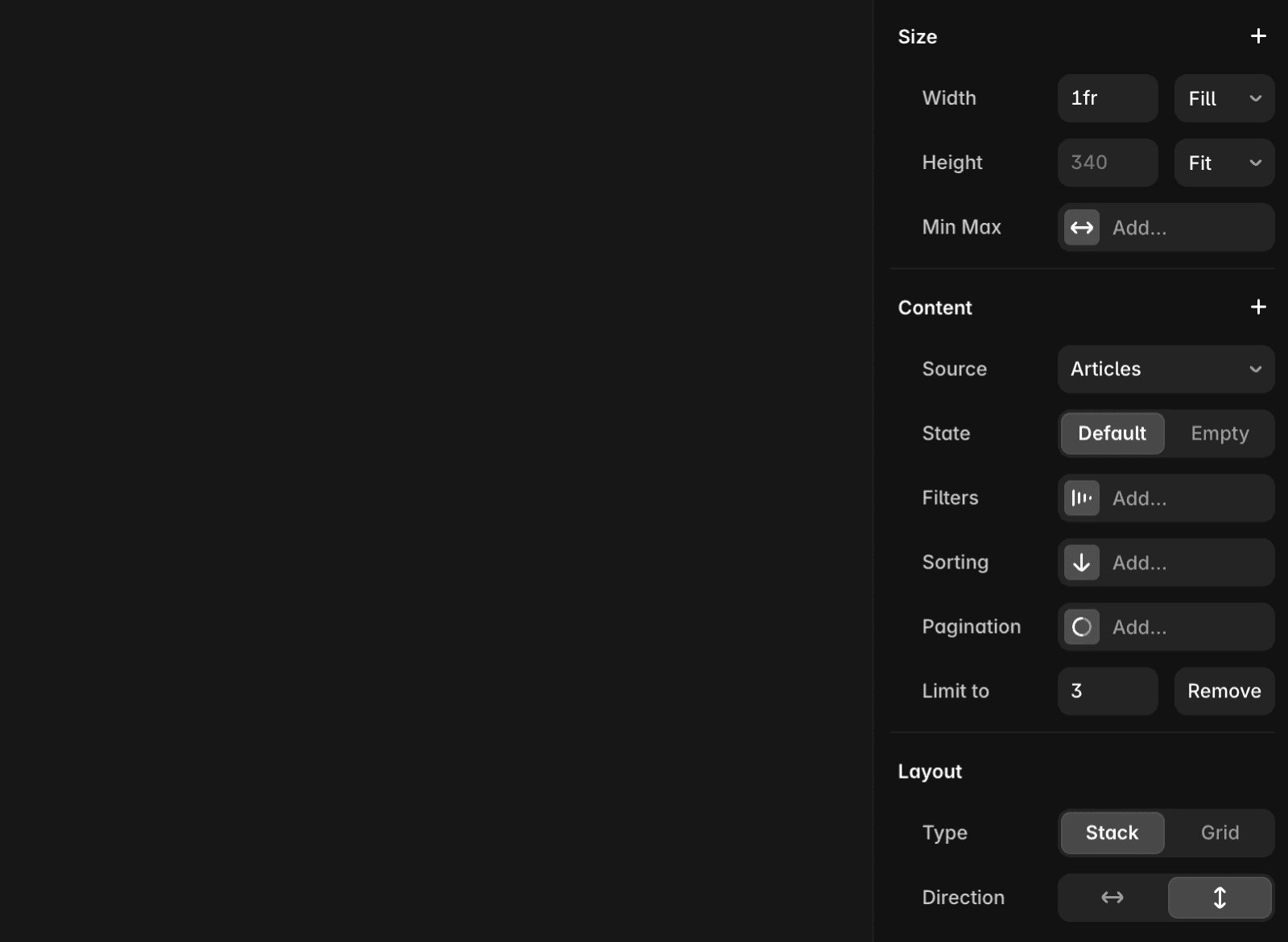 Shows the “Limit to” option in the CMS Content section.