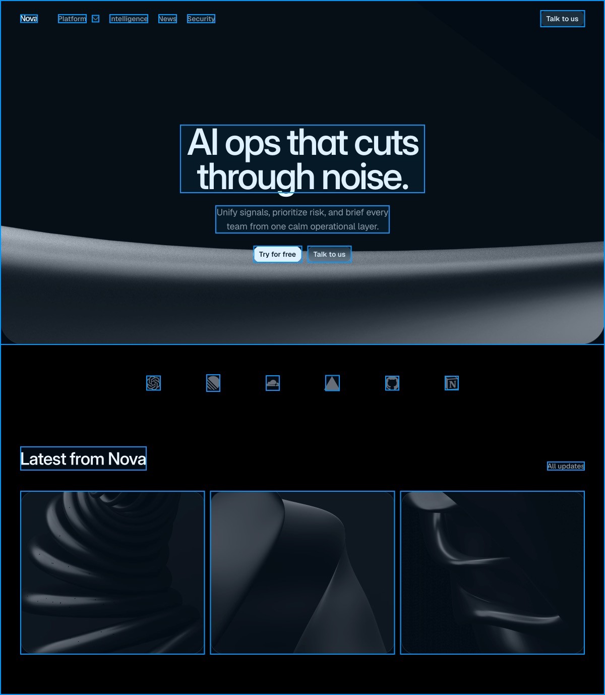 Preview image of a blue website hosted on Framer