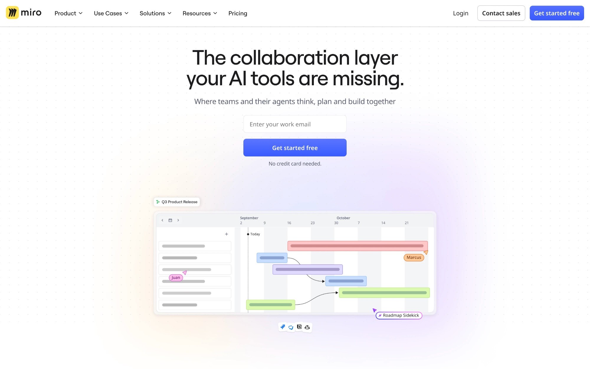 Miro AI collaboration landing page