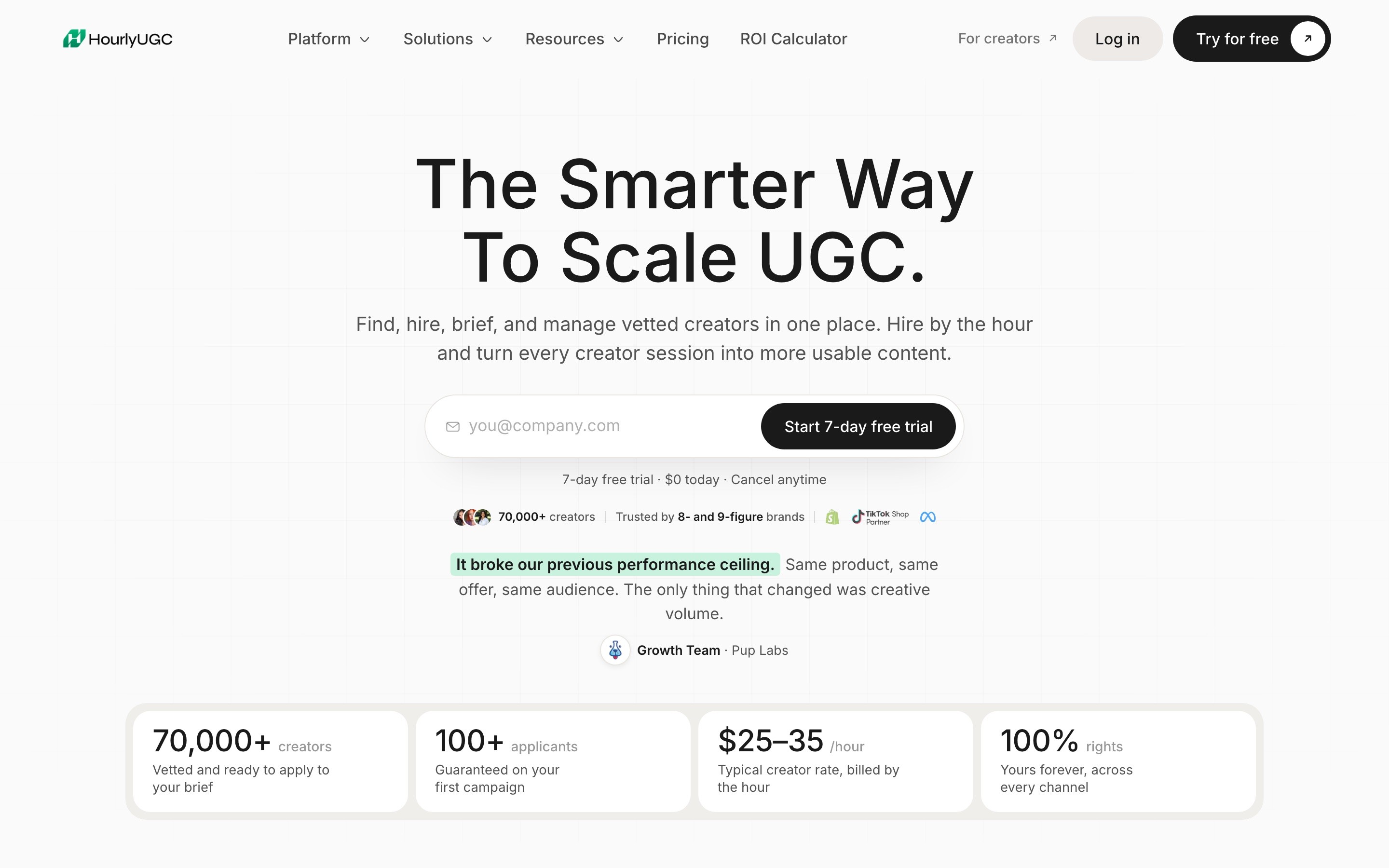 UGC Hourly live website screenshot