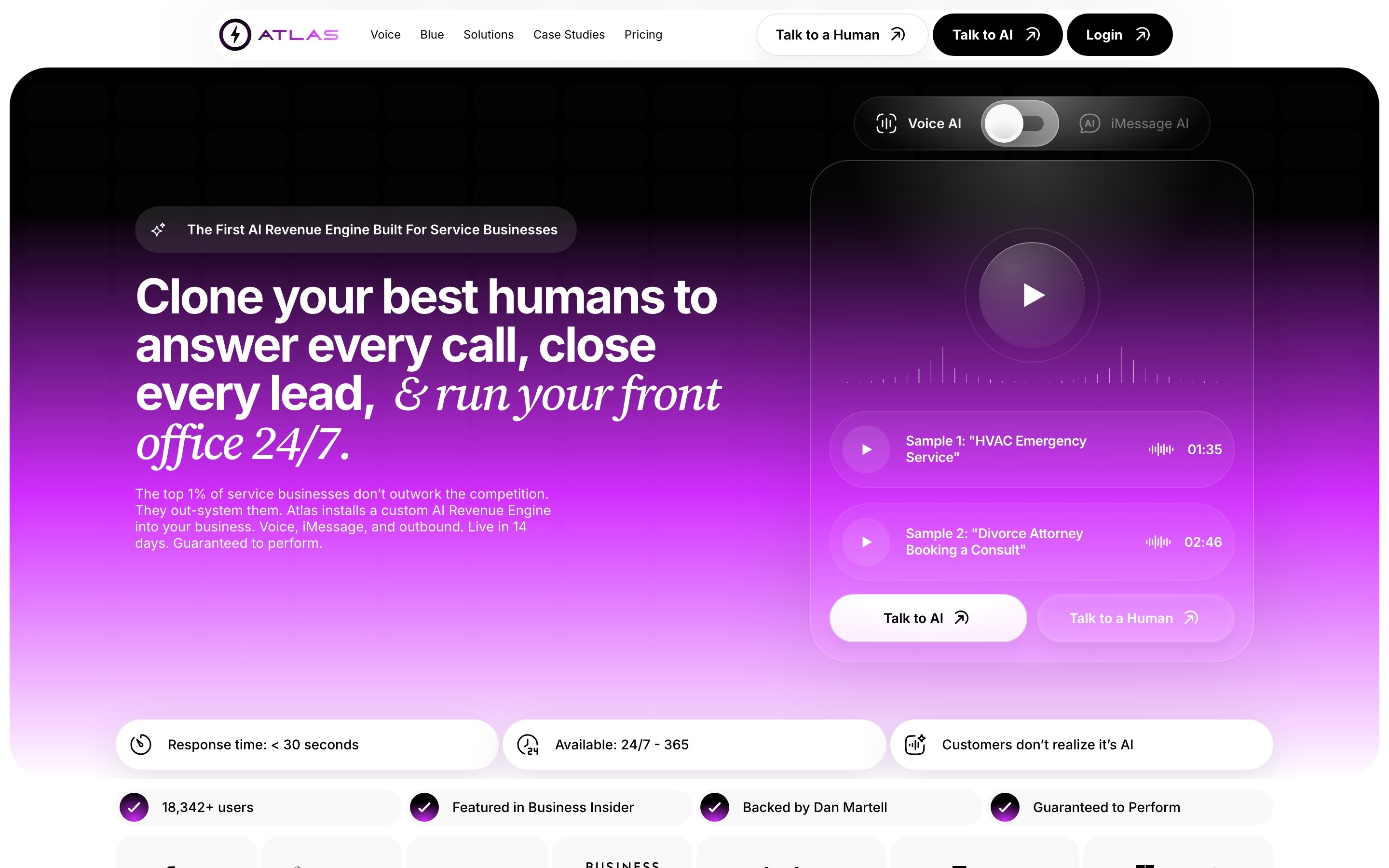 Atlas AI live website screenshot