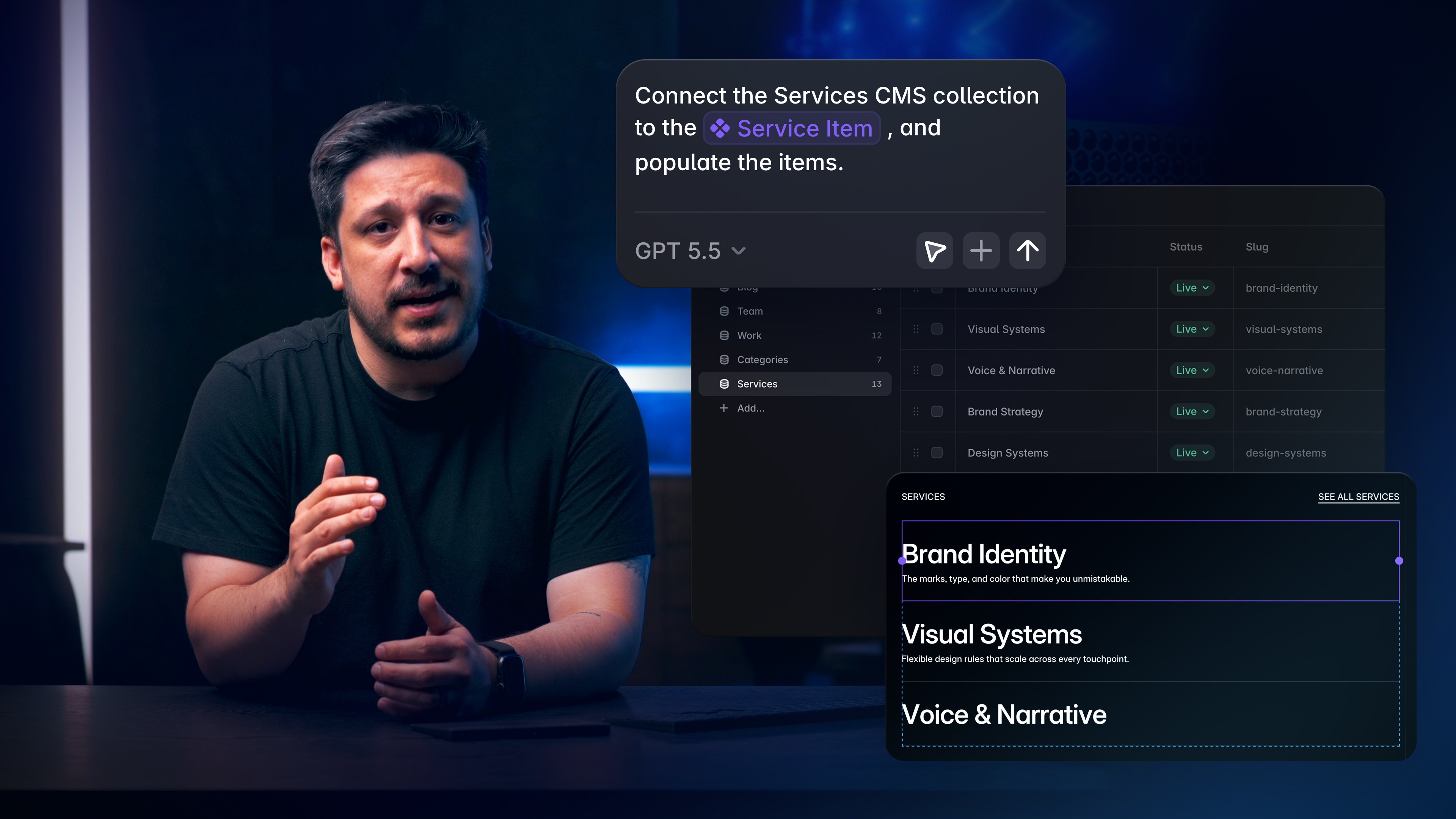 Content, Components, and CMS with Framer Agents — lesson cover image
