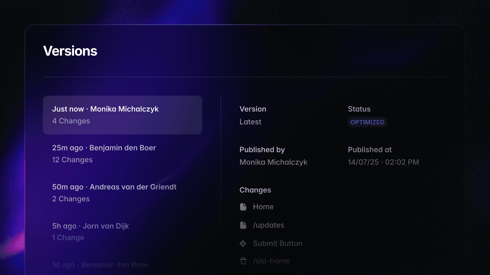 Versions Update